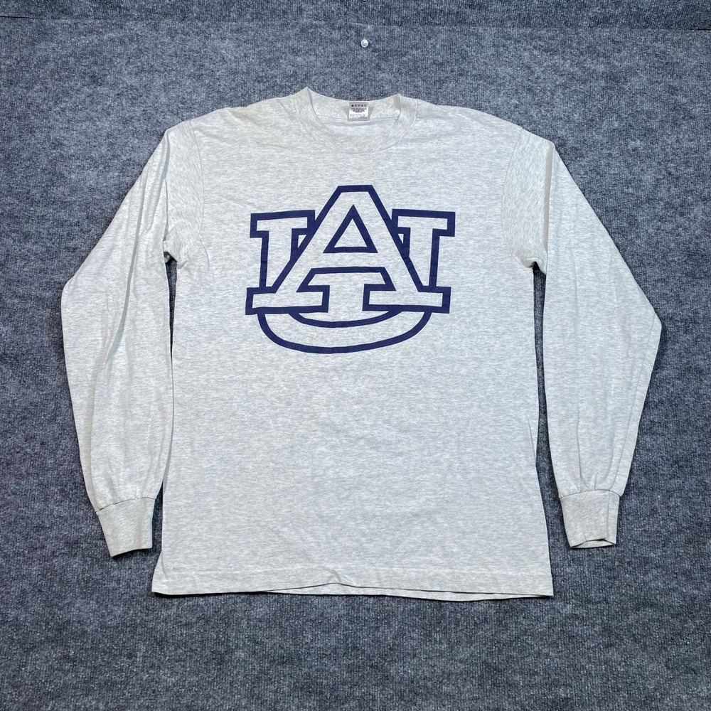 Vintage Auburn Tigers Fruit of the Loom Long Sleeve Shirt Gray Mens L Made USA